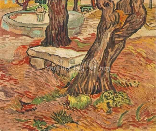 圣保罗医院花园里的石凳 - 文森特·威廉·梵高